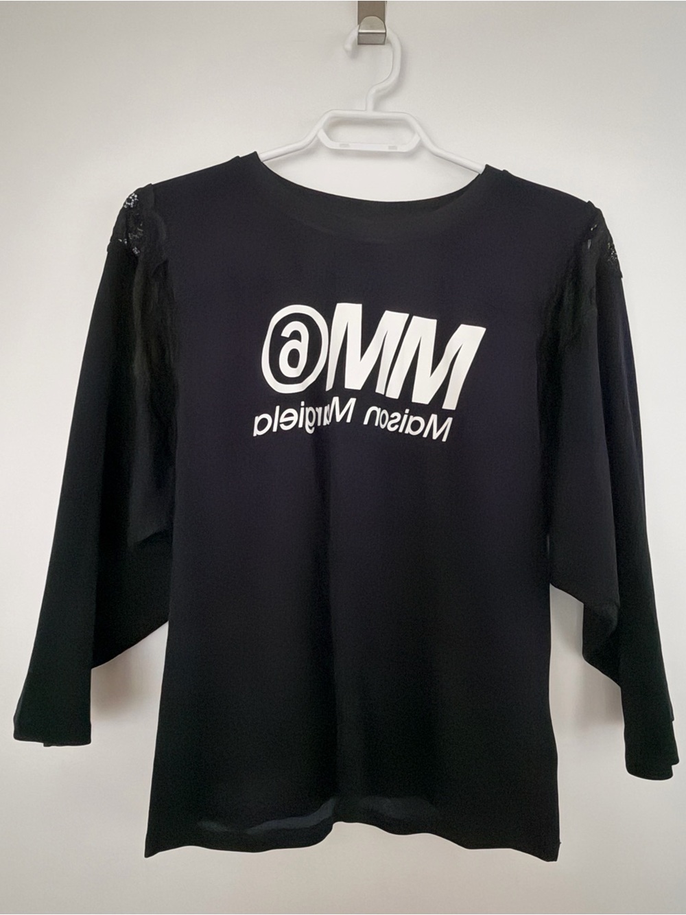 MM6 Maison Martin Margiela Black Logo Long-Sleeve Top Medium